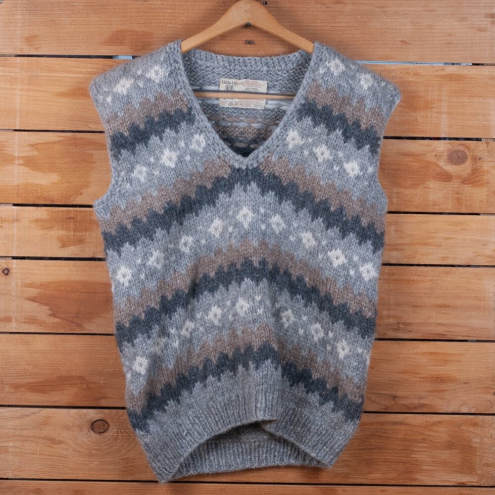 Vintage Hilda 100% Icelandic Wool Vest - Men's XL Made in Iceland